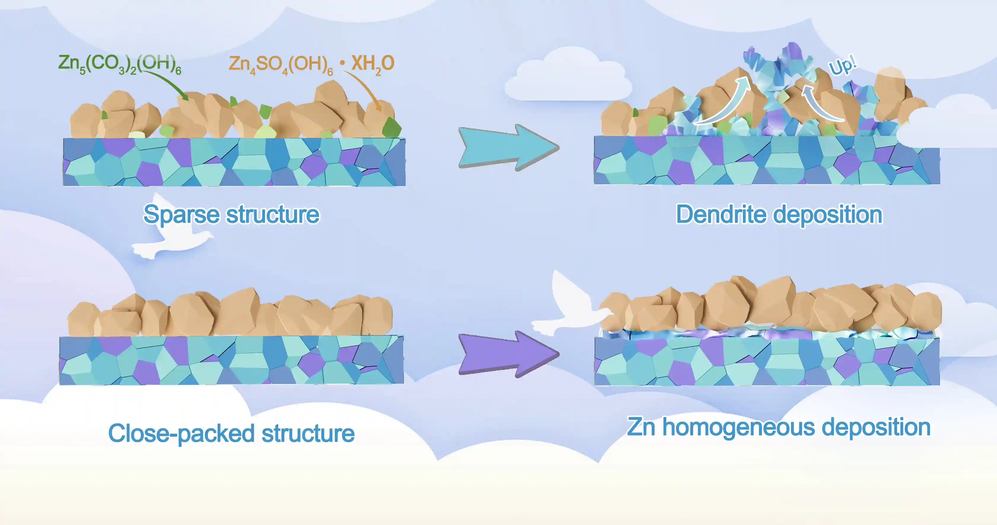 大小颗粒抑制锌枝晶生长